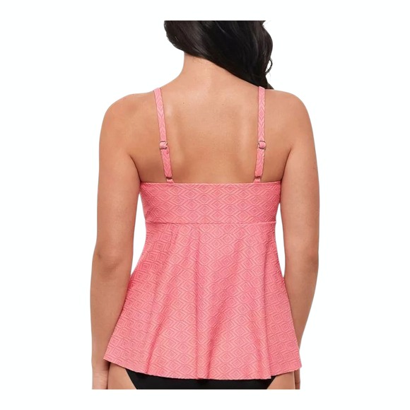Swim Solutions Womens Textured Underwire Tankini Top Guava Size 8 - Picture 3 of 3